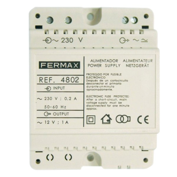 FERMAX® 230VAC / 12VAC-1Amp Power Supply - DIN4 [4802]