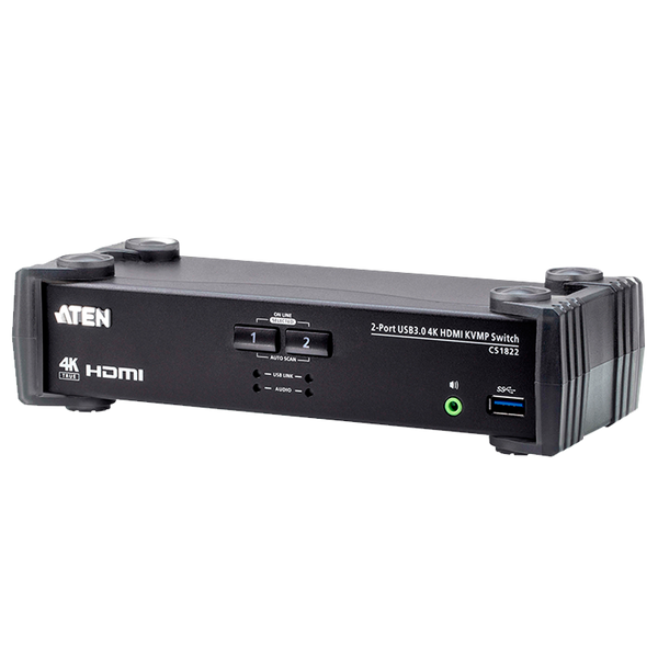2-Port USB 3.0 4K HDMI KVMP™ ATEN™ Switch with Audio Mixer Mode  [CS1822-AT-G]