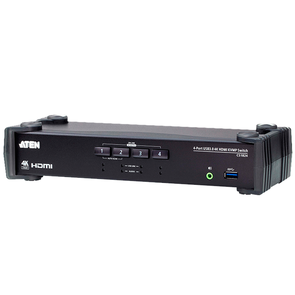 4-Port USB 3.0 4K HDMI KVMP™ ATEN™ Switch with Audio Mixer Mode [CS1824-AT-G]