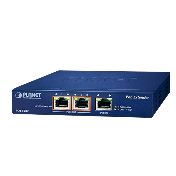 PLANET™ 1-Port 802.3at PoE+ to 2-Port 802.3af/at Gigabit PoE Extender (Wall-Mountable) - L2 (30W) [POE-E202]