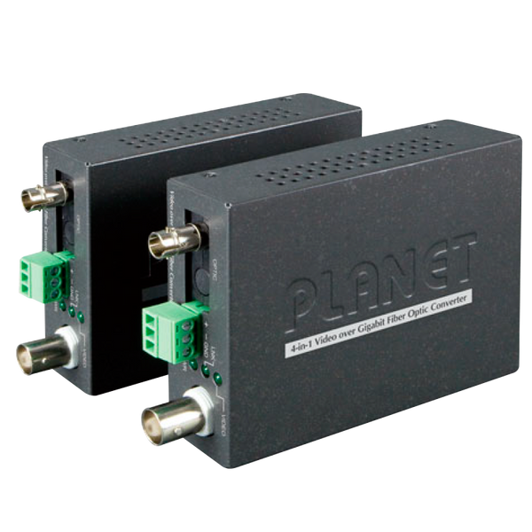 PLANET™ 1-Channel 4-in-1 Video over Gigabit Fiber Bundle Kit (VF-101G-T + VF-101G-R) - (Din Rail) [VF-101G-KIT]