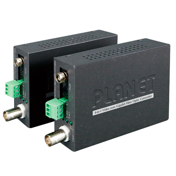 PLANET™ 1-Channel 4-in-1 Video over Gigabit Fiber Bundle Kit (VF-102G-T + VF-102G-R) - (Din Rail) [VF-102G-KIT]