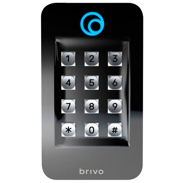 BRIVO® Tri-Technology 125 KHZ + 13.56 MHz + BLE Standalone Reader with Keypad (Black) - Single Gang [B-ACS100-E-BSPK-B]