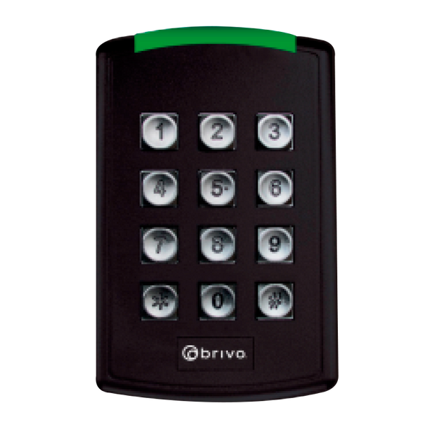 BRIVO® Fluid Access™ Dual-Technology 13.56 MHz + BLE Reader with Keypad (Black) - Mullion [B-BSKF-B]