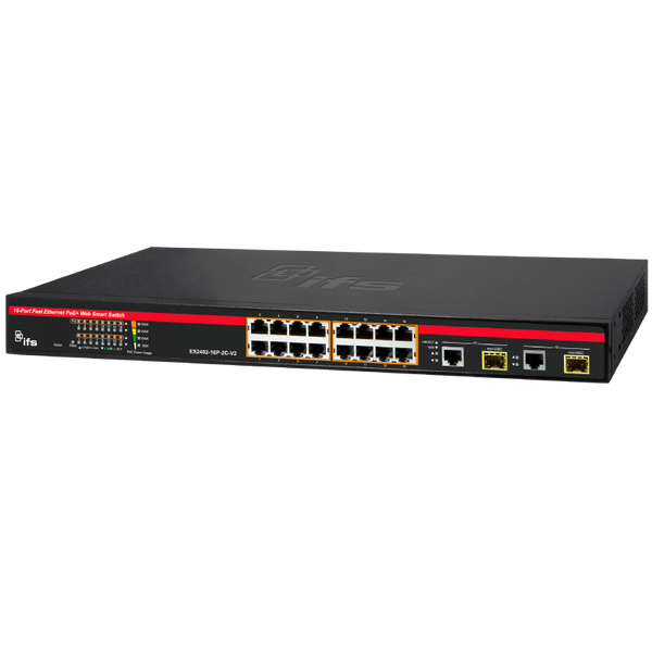 UTC™ IFS® 16-Ports (+2 TP/SFP) PoE+ Managed Switch L2 - 220W [ES2402-16P-2C-V2]