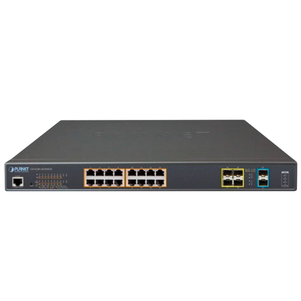 PLANET™ 16-Port Ultra PoE + 4-Port  SFP + 2-Port 10G SFP+ Managed Switch - L3 (400W) [GS-5220-16UP4S2XR]