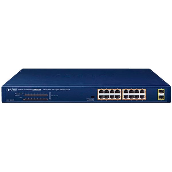 PLANET™ 16-Port 10/100/1000T 802.3at PoE + 2-Port 1000X SFP Gigabit Ethernet Switch - 240W [GSW-1820HP]