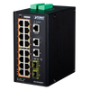 PLANET™ Industrial 16-Port PoE+ & 2-Port + 2-Port SFP Managed Switch - L2+ with L3 Static Routing (240W-320W) [IGS-20160HPT]