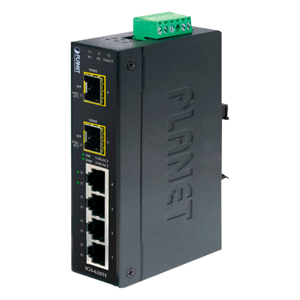 PLANET™ Industrial 4-Port 10/100/1000T + 2-Port 100/1000X SFP Ethernet Switch - DIN Rail (L2) [IGS-620TF]