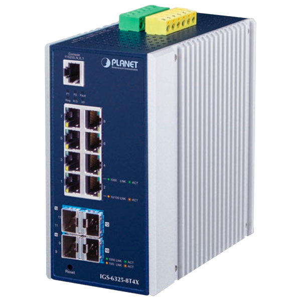 PLANET™ Industrial L3 8-Port 10/100/1000T + 4-Port 10G SFP+ Managed Ethernet Switch [IGS-6325-8T4X]