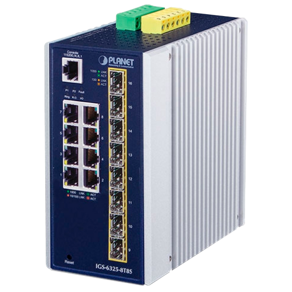 PLANET™ Industrial L3 8-Port 10/100/1000T + 8-Port 1G/2.5G SFP Managed Ethernet Switch [IGS-6325-8T8S]