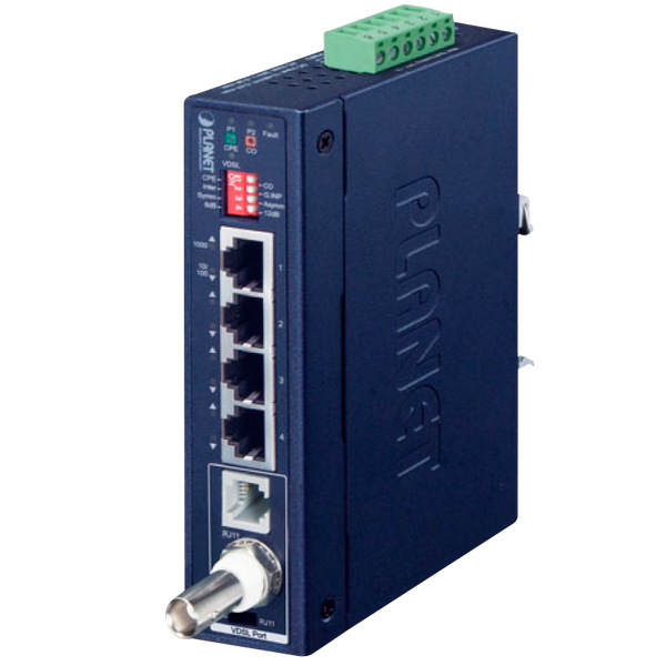 PLANET™ Industrial 1-Port BNC/RJ11 to 4-Port Gigabit Ethernet Extender [IVC-234GT]