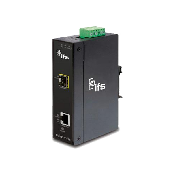 UTC™ IFS® 1-Port (+1 SFP) Industrial Manageable Gigabit Ethernet Media Converter - DIN Rail [MC355-1T/1S]