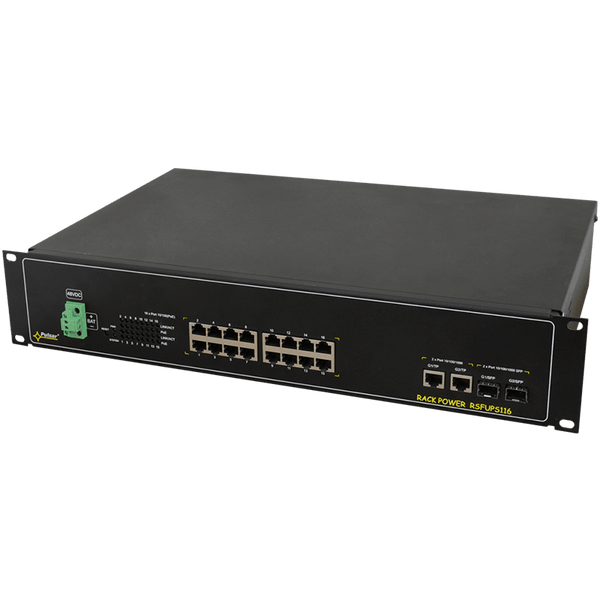 PULSAR® 16-Port (+2 TP/SFP) PoE+ Switch for 16 IP Cameras - 240W - Rack 19" (with UPS) [RSFUPS116]