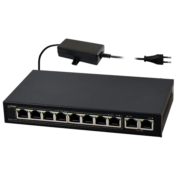 PULSAR® 8-Port (+2 Uplink) PoE+ Switch for 8 IP Cameras - 60W [S108-60W]