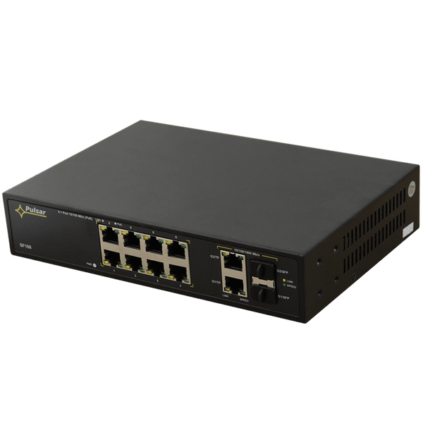 PULSAR® 8-Port (+2 TP/SFP) PoE Gigabit Switch for 8 IP Cameras - 120W [SF108]