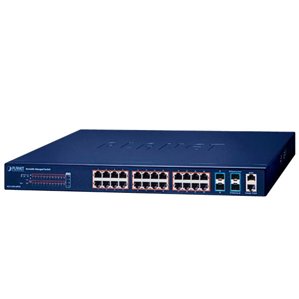 PLANET™ 24-Port 10/100/1000T 802.3at PoE + 4-Port 10G SFP+ Stackable Managed Switch - Layer 2+ (370W) [SGS-5240-24P4X]